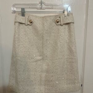 Ann Taylor Sparkly Cream Skirt